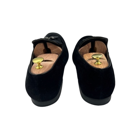 GIORGIO BRUTINI Cowell Black Velvet Slip On Loafer Gunmetal Pointed Tassels - Picture 11 of 13